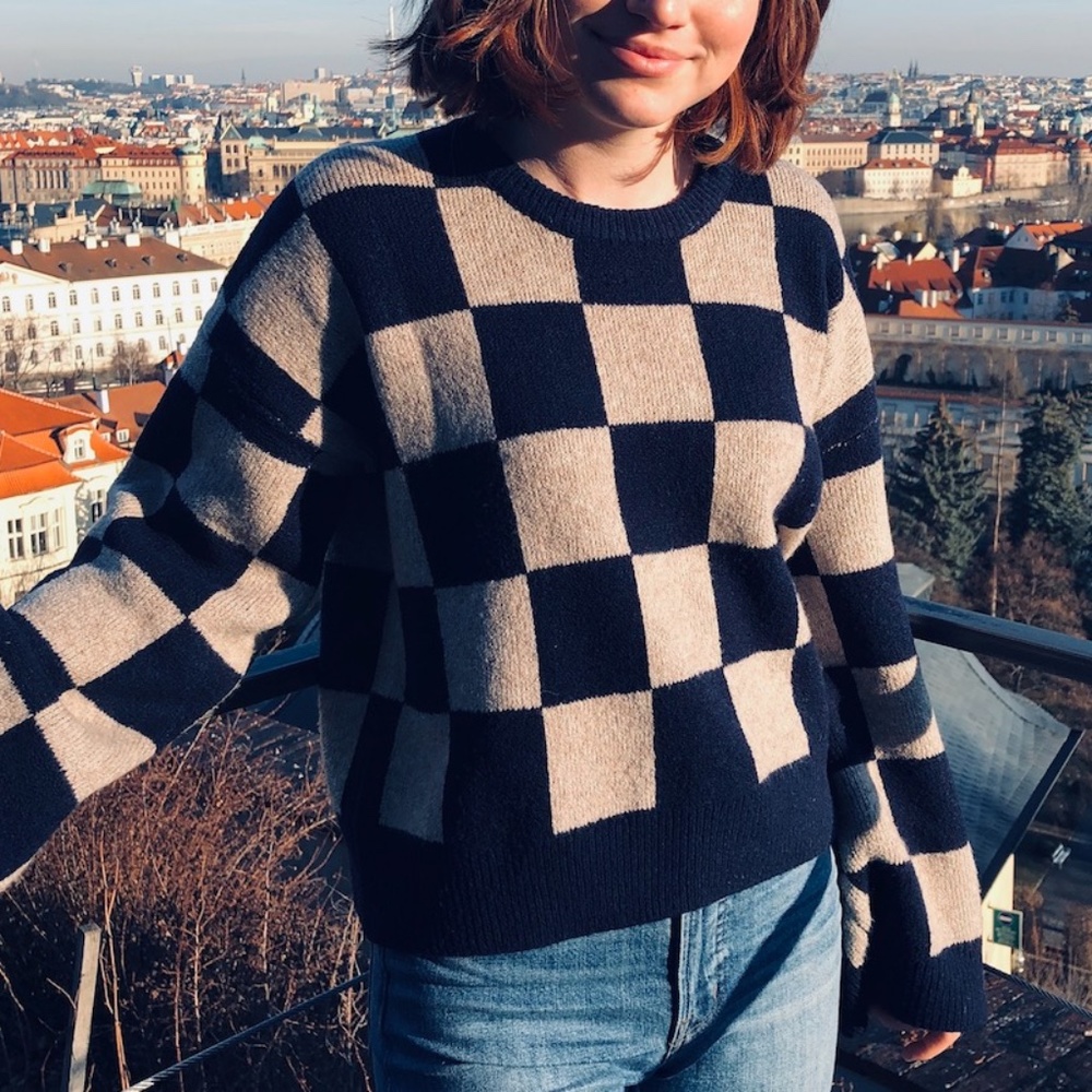 Madewell Cardiff Checkerboard Sweater
